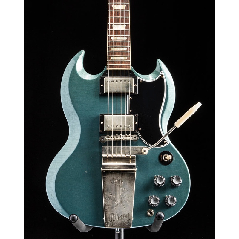 used-gibson-custom-1964-sg-standard-reissue-with-maestro-vibrola-ultra-light-aged-pelham-blue Used Gibson Custom 1964 SG Standard Reissue with Maestro Vibrola Ultra Light Aged Pelham Blue