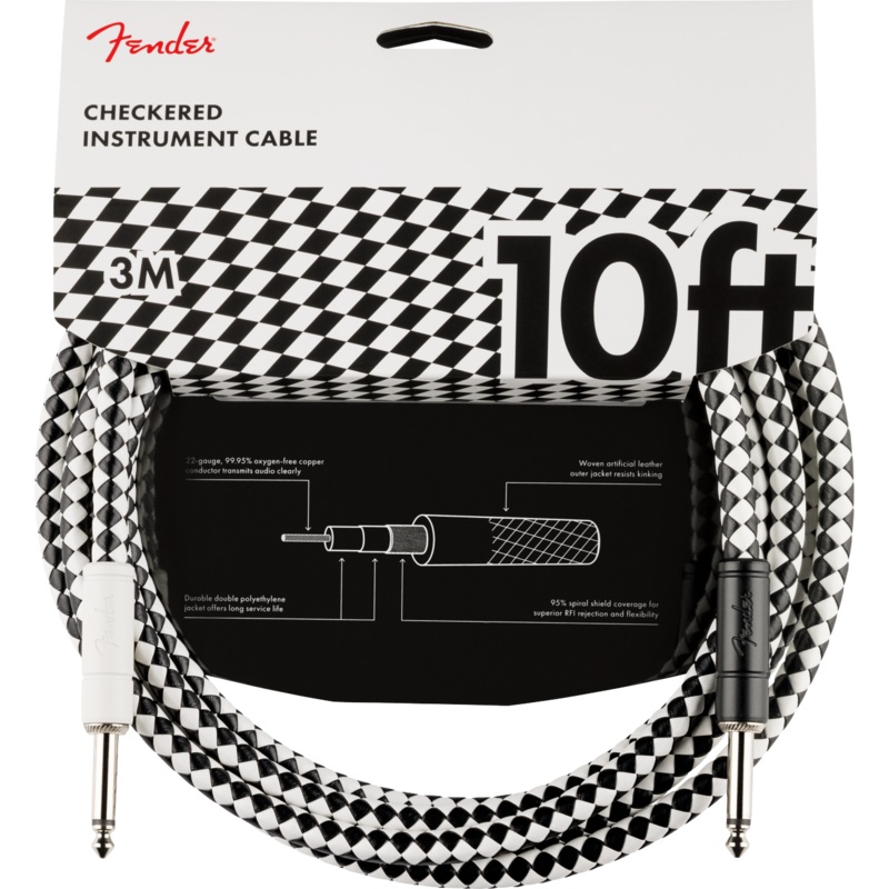 fender-pro-10-instrument-cable-checkerboard Fender Pro 10' Instrument Cable, Checkerboard