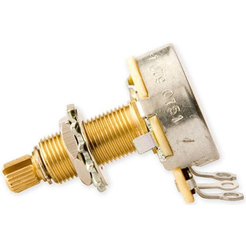 gibson-at500-500k-ohm-audio-taper-potentiometer-long-shaft Gibson AT500 500k Ohm Audio Taper Potentiometer, Long Shaft.