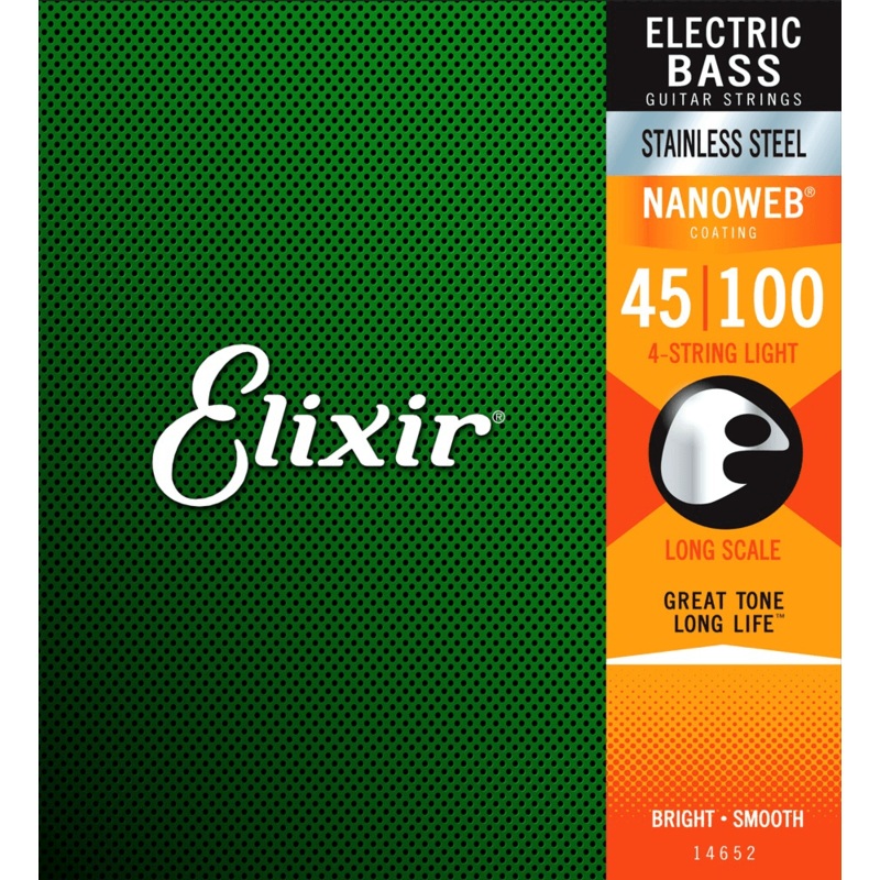 elixir-nanoweb-coated-bass-guitar-string-set-stainless-steel-045-100 Elixir Nanoweb Coated Bass Guitar String Set, Stainless Steel, .045-.100