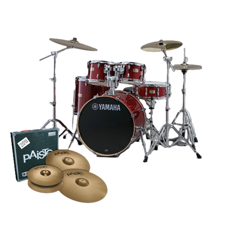 yamaha-stage-custom-next-stage-euro-drum-kit-w-780hw-pack-cymbals-cranberry-red Yamaha Stage Custom Next Stage EURO Drum Kit w/780HW Pack + Cymbals - Cranberry Red
