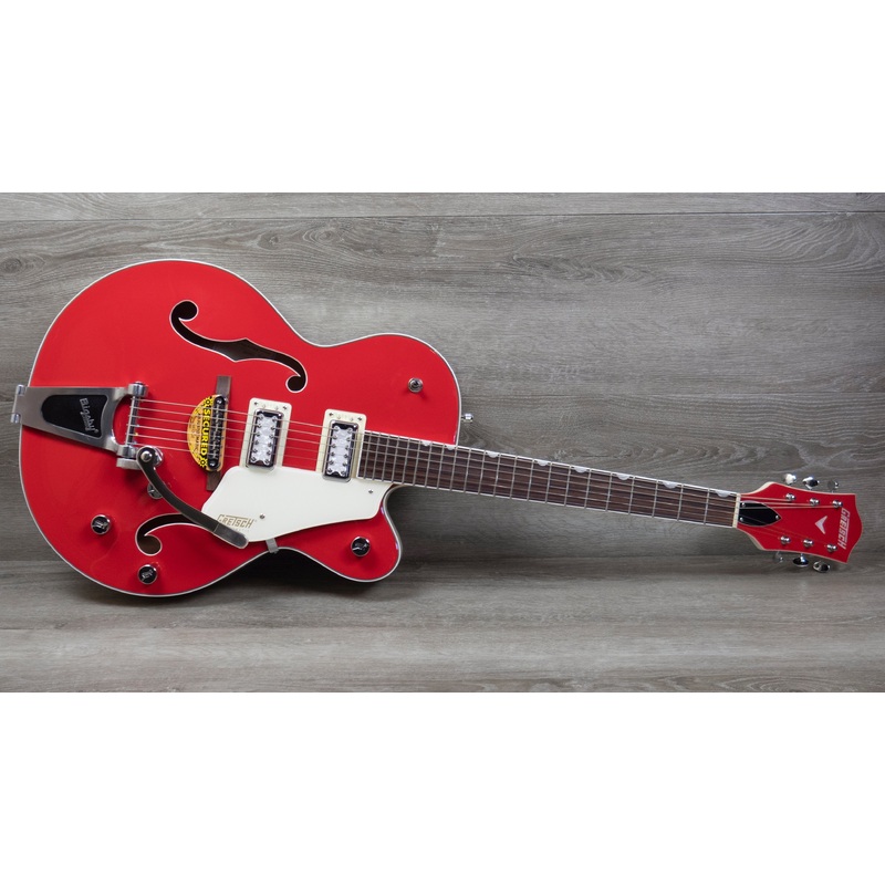 gretsch-g5410t-limited-edition-electromatic-tri-five-hollow-body-single-cut-with-bigsby-rosewood-fingerboard-two-tone-fiesta-red-vintage-white Gretsch G5410T Limited Edition Electromatic Tri-Five Hollow Body Single-Cut with Bigsby, Rosewood Fingerboard, Two-Tone Fiesta Red/Vintage White