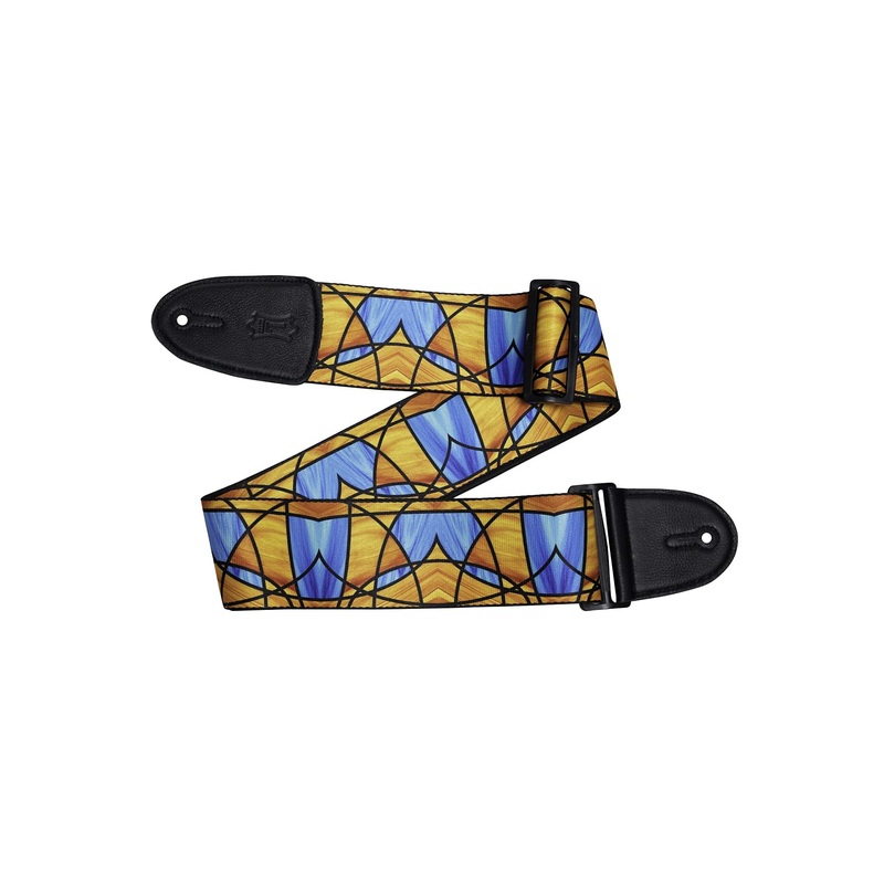 levy-s-mp3sg-002-3-wide-polypropylene-guitar-strap-with-stained-glass-design-in-orange-and-blue Levy's MP3SG-002 3 Wide Polypropylene Guitar Strap With Stained Glass Design In Orange and Blue