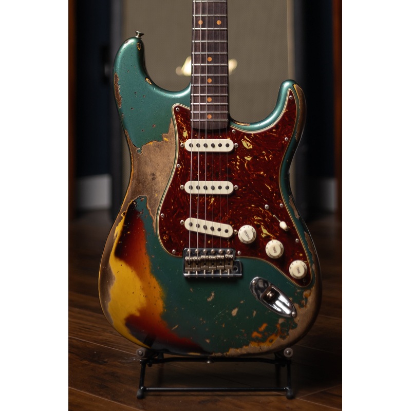 2024-fender-custom-shop-limited-editon-roasted-maple-61-stratocster-super-heavy-relic-electric-guitar-sherwood-over-sunburst 2024 Fender Custom Shop Limited Editon Roasted Maple 61 Stratocster Super Heavy Relic Electric Guitar - Sherwood Over Sunburst
