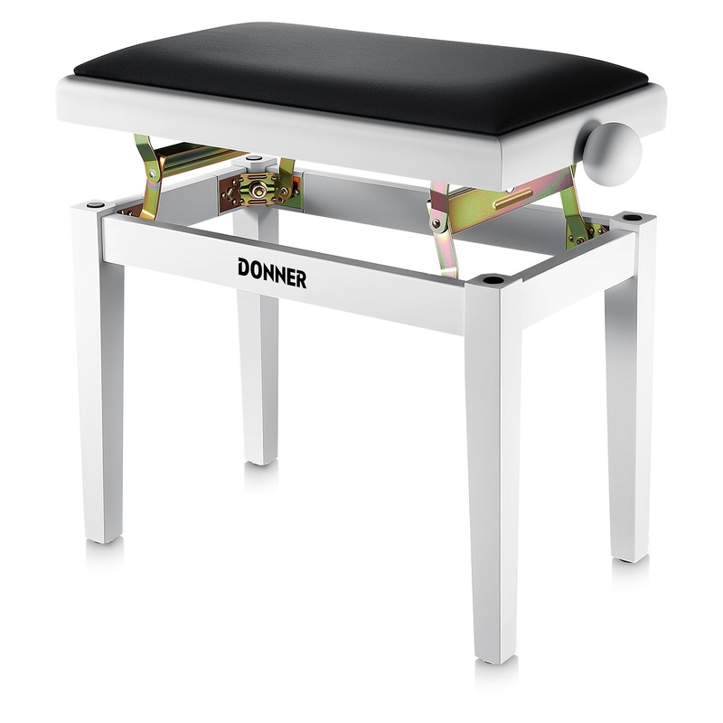 donner-adjustable-height-piano-bench-white-matt Donner Adjustable-Height Piano Bench White Matt