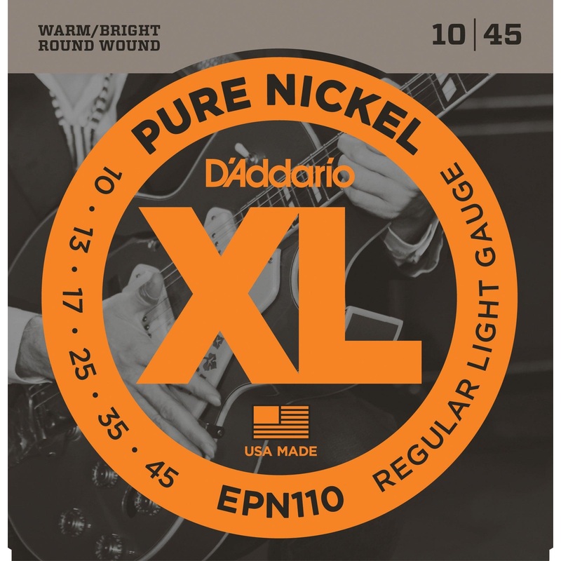 d-addario-xl-pure-nickel-electric-guitar-string-set-epn110-regular-light-010-045 D'Addario XL Pure Nickel Electric Guitar String Set, EPN110 Regular Light .010-.045