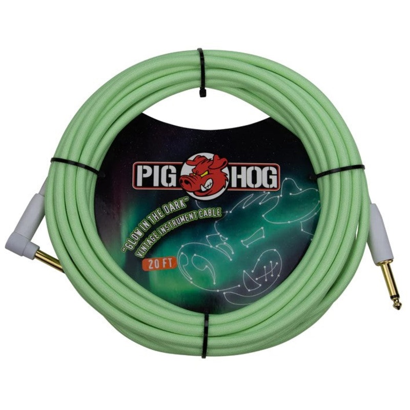 pig-hog-glow-in-the-dark-instrument-cables-right-angle-20ft Pig Hog Glow In The Dark Instrument Cables, Right Angle 20ft