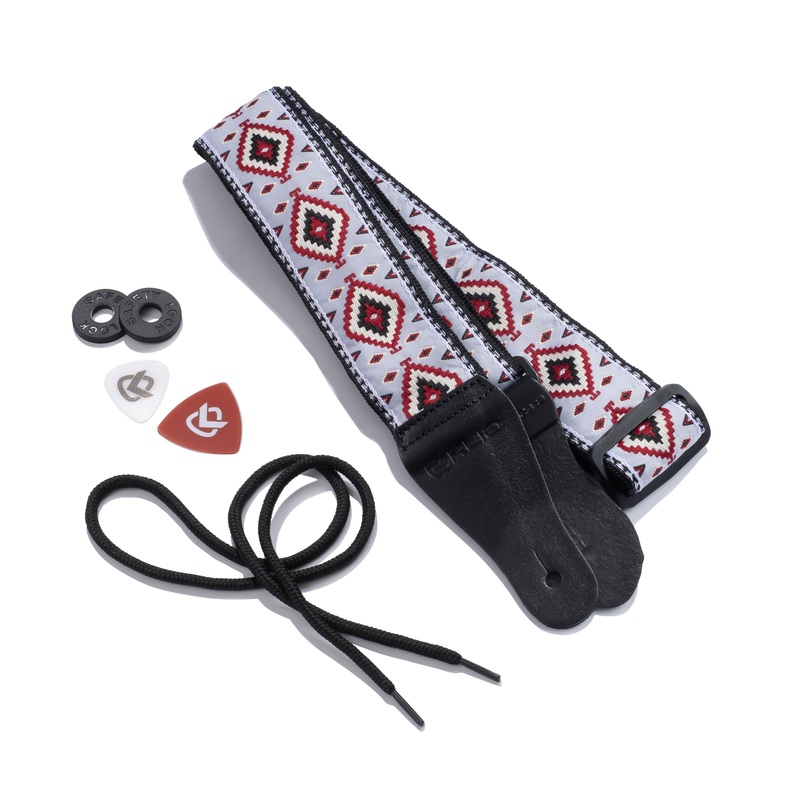 vintage-woven-guitar-strap-for-acoustic-electric-guitars-2-free-rubber-strap-locks-2-free-guitar-picks-1-free-lace-60s-jacquard-weave-hootenanny-style-custom-navajo-pattern-dine-gray-burgundy Vintage Woven Guitar Strap for Acoustic & Electric Guitars + 2 Free Rubber Strap Locks, 2 Free Guitar Picks & 1 Free Lace | '60s Jacquard Weave Hootenanny Style | Custom Navajo Pattern | Dine Gray & Burgundy