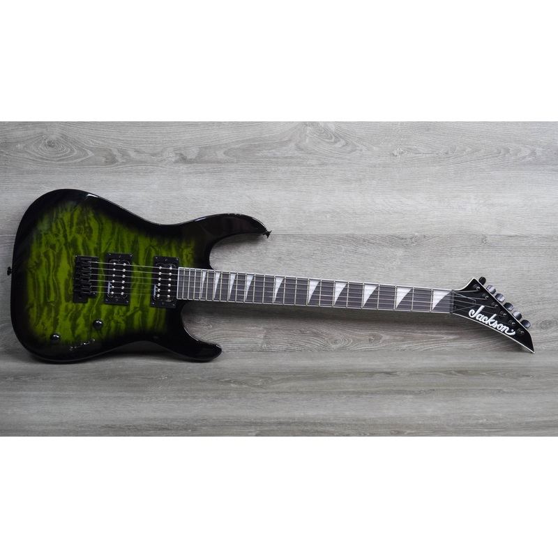 jackson-js-series-dinky-js20-dkq-2pt-amaranth-fingerboard-transparent-green-burst Jackson JS Series Dinky JS20 DKQ 2PT, Amaranth Fingerboard, Transparent Green Burst