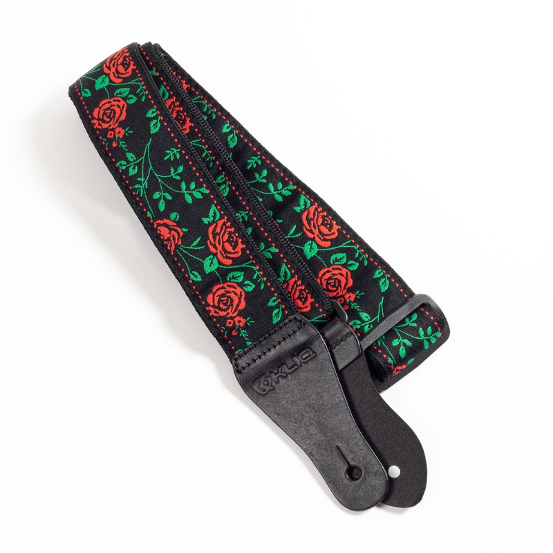 vintage-woven-guitar-strap-for-acoustic-and-electric-guitars-with-2-rubber-strap-locks-red-rose Vintage Woven Guitar Strap for Acoustic and Electric Guitars with 2 Rubber Strap Locks, Red Rose