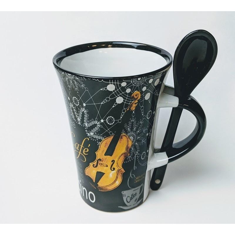 cappuccino-mug-with-spoon-violin-black Cappuccino Mug With Spoon Violin Black