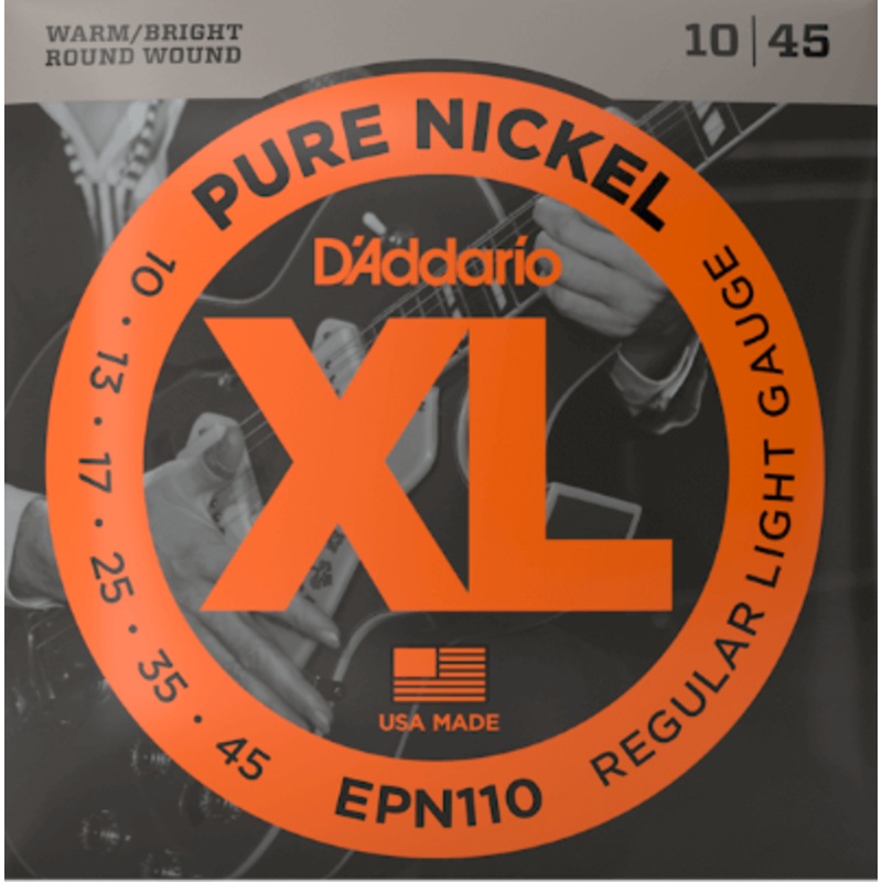 d-addario-epn110-regular-light-pure-nickel-electric-guitar-strings-10-45 D'Addario EPN110 Regular Light Pure Nickel Electric Guitar Strings, 10-45