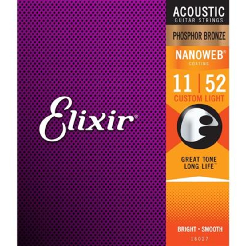 elixir-nanoweb-phosphor-bronze-acoustic-guitar-string-set-11-52 Elixir Nanoweb Phosphor Bronze Acoustic Guitar String Set, 11-52