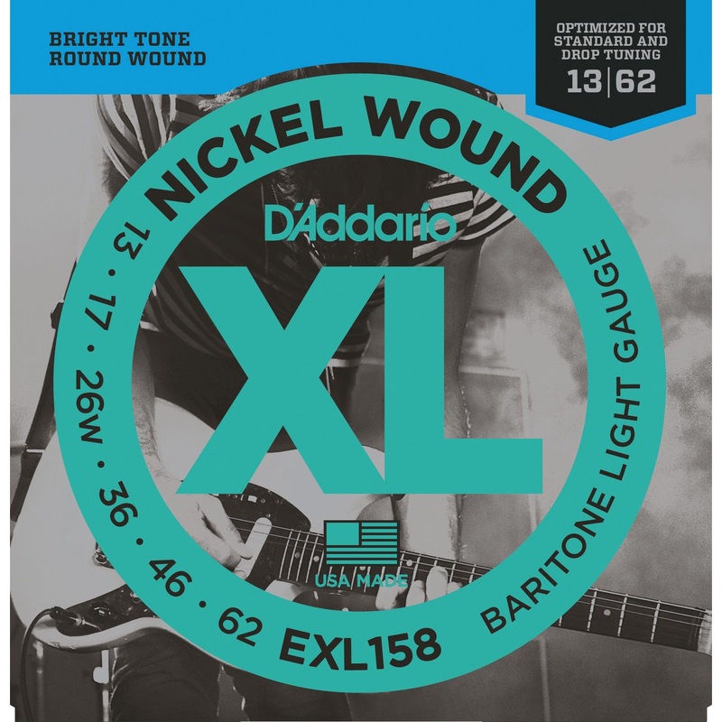 d-addario-xl-electric-guitar-string-set-wound-3rd-exl158-baritone-light-013-062 D'Addario XL Electric Guitar String Set, Wound 3rd, EXL158 Baritone Light .013-.062
