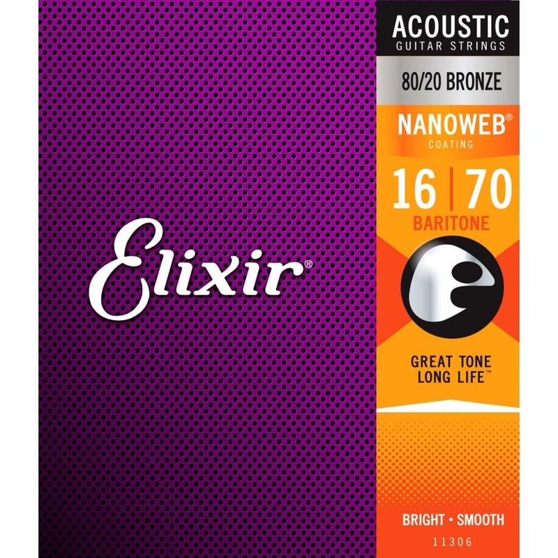elixir-nanoweb-coated-baritone-guitar-string-set-80-20-bronze-016-070 Elixir Nanoweb Coated Baritone Guitar String Set, 80/20 Bronze, .016-.070