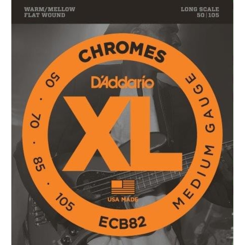 d-addario-chromes-flatwound-bass-strings-50-105-ecb82 D'Addario Chromes Flatwound Bass Strings - 50-105 (ECB82)