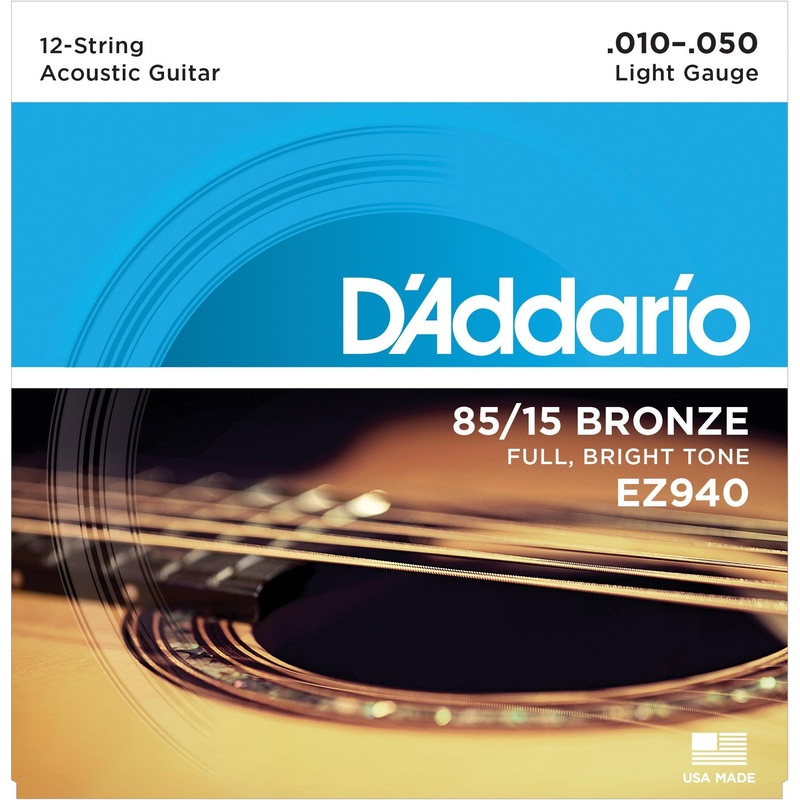 d-addario-12-string-guitar-string-set-85-15-bronze-american-bronze-ez940-light-010-050 D'Addario 12-String Guitar String Set, 85/15 Bronze, American Bronze EZ940 Light .010-.050