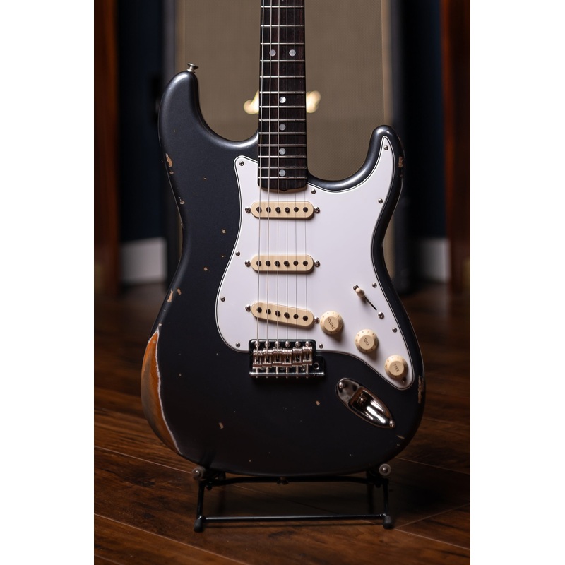 1967-stratocaster-relic-with-closet-classic-hardware-electric-guitar-aged-charcoal-frost-metallic 1967 Stratocaster Relic with Closet Classic Hardware Electric Guitar - Aged Charcoal Frost Metallic