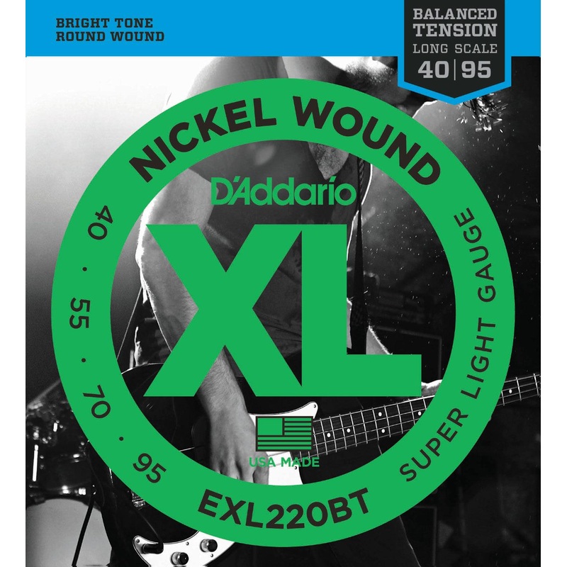 d-addario-xl-bass-guitar-string-set-nickel-exl220bt-balanced-tension-super-light-040-095 D'Addario XL Bass Guitar String Set, Nickel, EXL220BT Balanced Tension Super Light .040-.095