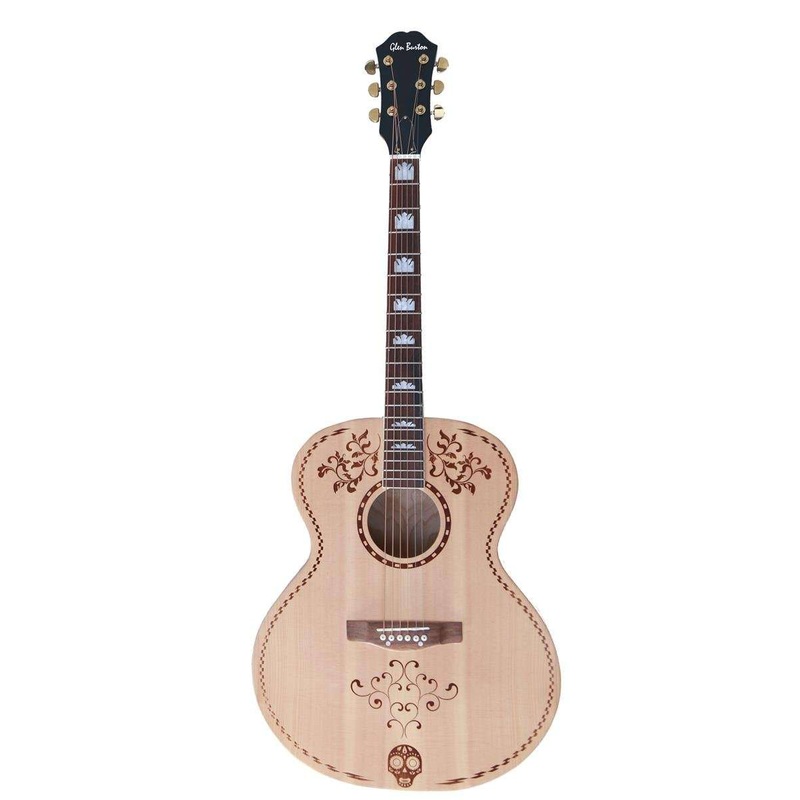glen-burton-usa-solid-spruce-top-jumbo-body-acoustic-guitar-with-laser-etched-design Glen Burton USA Solid Spruce Top Jumbo Body Acoustic Guitar with Laser Etched Design