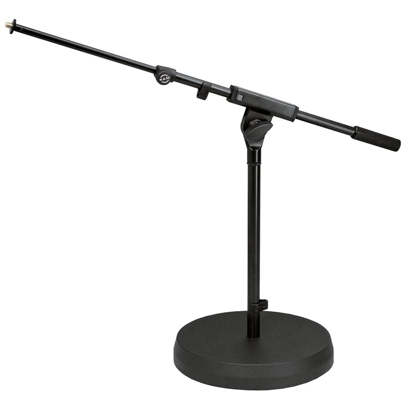 k-m-25960-round-base-short-microphone-stand-w-boom-black K&M 25960 Round Base Short Microphone Stand w/Boom - Black