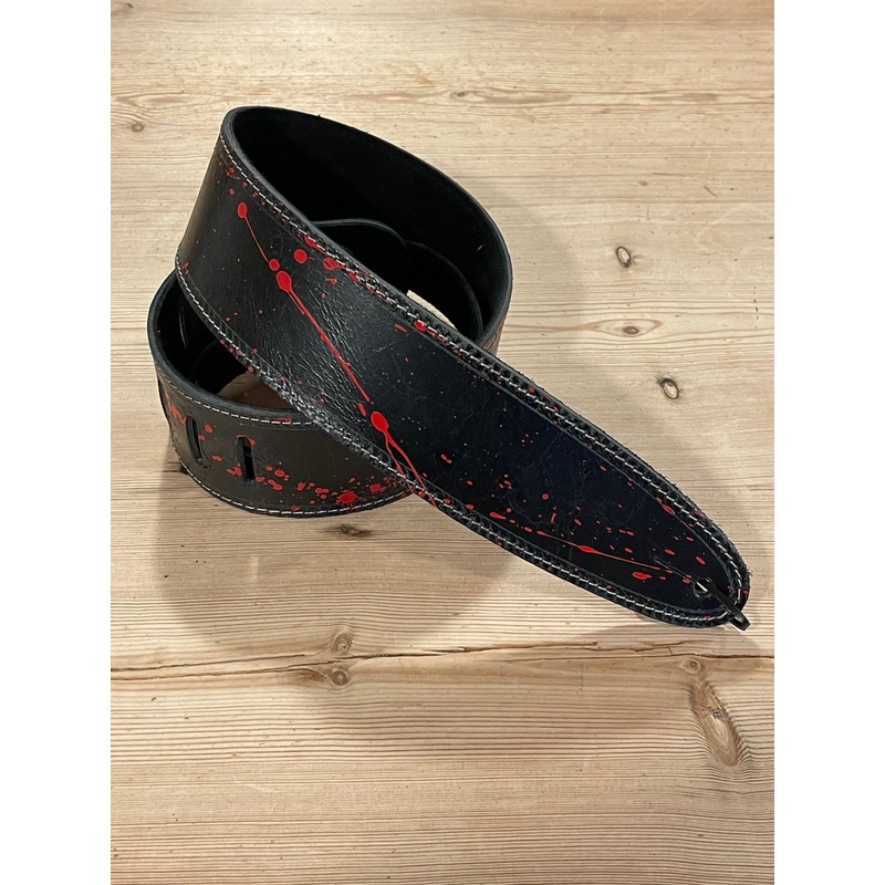 lg-red-paint-splatter-heavy-leather-guitar-strap LG Red Paint Splatter Heavy Leather Guitar Strap